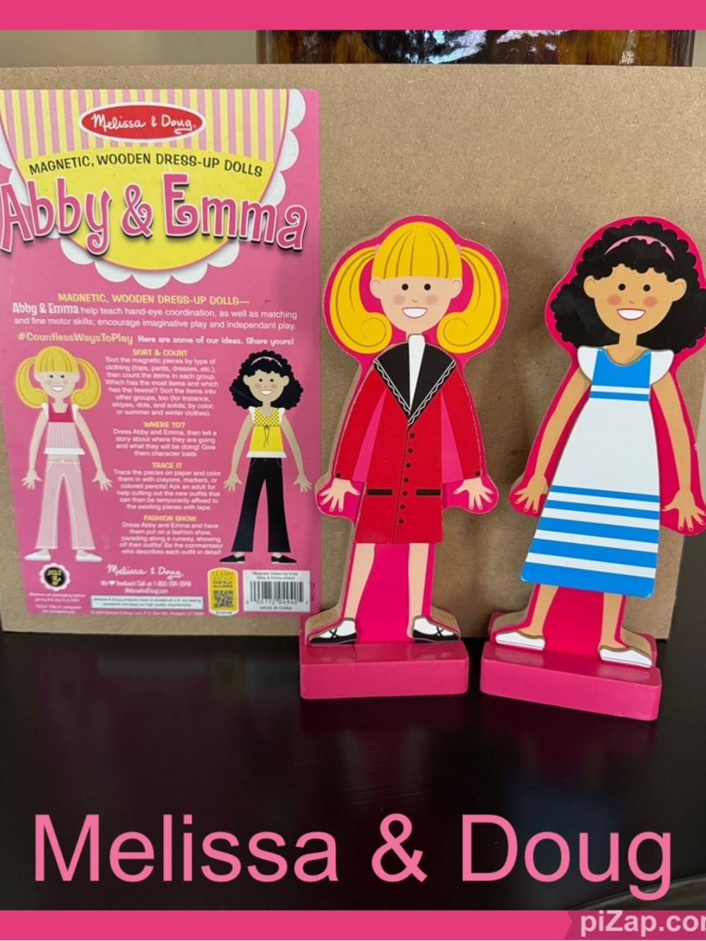 🩷Melissa & Doug Abby & Emma Magnetic Wooden Dress-Up Dolls Storage Crate 3+ & up